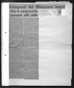 Assegnati dal Ministero nuovi(¿) Ora è necessario pensare alle aule, sta in L'UNITÀ - quotidiano