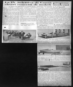 La IV Selettiva di Cantù propone chiari concetti di mobili moderni - La Giuria ha imbroccato la strada giusta - Selezione tra architetti di 27 Paesi e 438 progetti - I sette temi vincenti - Funzionalità e linea - Il discorso dell'On. Martinelli, sta in MOBILIA - periodico