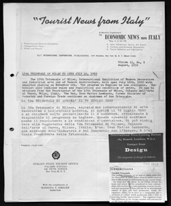 12th TRIENNALE OF MILAN TO OPEN JULY 16, 1960, sta in TOURIST NEWS FROM ITALY - agenzia stampa