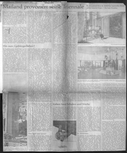 Mailand provoziert seine Triennale - 12. internationale Revue der Architektur, angewandten Künste und des Industrial Design, sta in DEUTSCHE ZEITUNG - Quotidiano