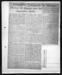 Twaalfde Triennale in Milaan - Thema: de dingen van het dagelijkse leven, sta in MAAS EN ROERBODE - Quotidiano