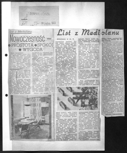 List z Mediolanu - Nowoczesnosc - PROSTOTA - SPOKÓJ - WYGODA, sta in DZIENNIK LÓDZKI - Quotidiano