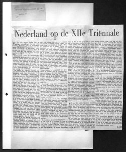 Nederland op de XIIe Triënnale, sta in GROENE AMSTERDAMMER - Periodico