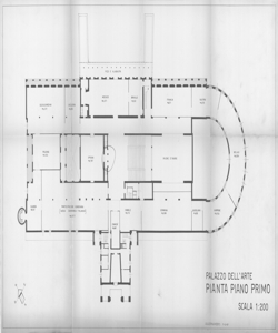 TRN_12_PA_001 bis_d - Palazzo dell'Arte. Lavori di ripristino del palazzo. Primo piano. Correzioni su planimetria dell'XI Triennale