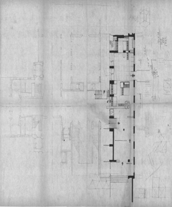 TRN_12_PA_028 bis_c - Palazzo dell'Arte. Zona ingresso. Allestimento. Schizzi manoscritti