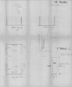 TRN_12_PA_086 bis_i - Mostre personali di architettura. Area espositiva. Sezione architetto Mollino. Allestimento. Annotazioni manoscritte