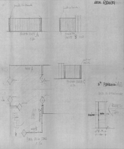 TRN_12_PA_086 bis_o - Mostre personali di architettura. Area espositiva. Sezione architetto Ridolfi. Allestimento. Annotazioni manoscritte