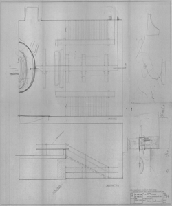 TRN_12_PA_087 bis_a - Mostra comparativa del vetro e dell'acciaio. Area espositiva. Schizzi a matita