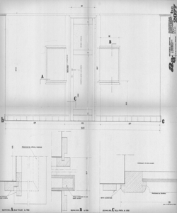 TRN_12_PA_089 bis_d - La casa e la scuola. Settore rurale. Alloggio rurale. Alzato e dettagli parete. Allestimento