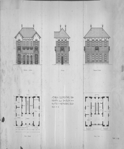 TRN_12_PA_095 e - La casa e la scuola. Mostra della scuola. Scuola La Rinnnovata alla Ghisolfa. Abitazione Colonica. Facciata interna, esterna e fianco