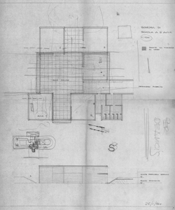 TRN_12_PA_098 bis_e - La casa e la scuola. Mostra della scuola. Esempio di scuola a 5 aule. Annotazioni e segni manoscritti