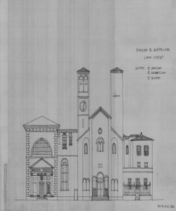 TRN_12_PA_110 b - La casa e la scuola. Centro urbano. Piazza Santo Sepolcro. Lato nord della Chiesa