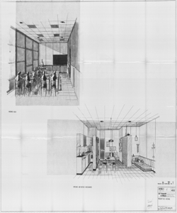 TRN_12_PA_170 t - Concorsi. Concorso nazionale per lo studio di elementi industrializzati per l'edilizia scolastica. Scuola monoaula pluriclasse. Soluzione B. Interno