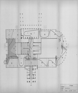 TRN_17_PA_004 - Palazzo dell'arte. Piano terreno con segnalato il percorso di visita