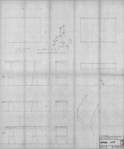 TRN_EXT_PA_009 - Mostra del disegno industriale italiano alla fiera di Parigi. Dettaglio tavoli e vetrine per esposizione