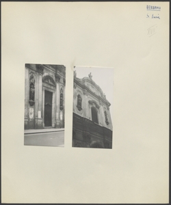 Bergamo - Chiesa di S. Lucia - esterno - particolari della parte superiore e della parte inferiore della facciata