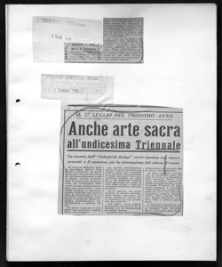 Anche arte sacra all'undicesima Triennale - La mostra dell' 