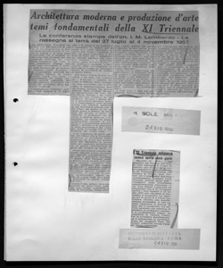 L'XI Triennale milanese resterà aperta cento giorni, sta in GIORNALE DI ITALIA DELLA DOMENICA - quotidiano
