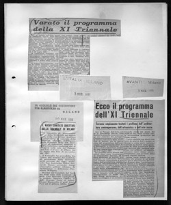 Ecco il programma ddell'XI Triennale - Saranno ampiamente trattati i problemi dell'archittettura contemporanea, dell'urbanistica e dell'arte sacra., sta in AVANTI! - quotidiano