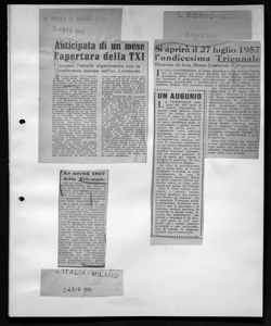 Le novità 1957 della Triennale., sta in L'ITALIA - quotidiano