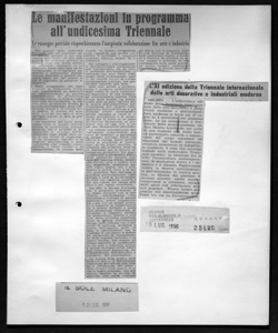 Le manifestazioni in programma all'unidcesima Triennale - Le rassegne previste rispecchieranno l'auspicata collaborazione fra arte e industria., sta in IL SOLE - quotidiano