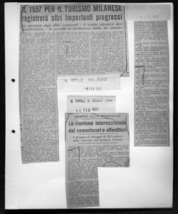 Il 1957 PER IL TURISMO MILANESE registrerà altri importanti progressi - Le previsioni degli uffici competenti - Il nutrito calendario delle manifestazioni - In aumento la permanenza media dei forestieri, sta in IL SOLE - quotidiano