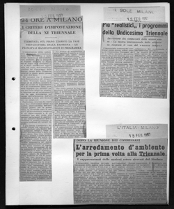 DOPO LA RIUNIONE DEI COMMISSARI - L'arredamento d'ambiente per la prima volta alla Triennale - I rappresentanti delle nazioni estere ricevuti dal Sindaco, sta in L'ITALIA - quotidiano