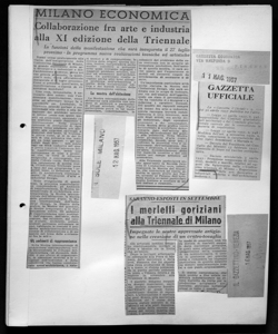 Collaborazione fra arte e industria alla XI edizione della Triennale - Le funzioni della manifestazione che sarà inaugurata il 27 luglio prossimo - In programma nuove realizzazioni tecniche ed artistiche, sta in IL SOLE - quotidiano
