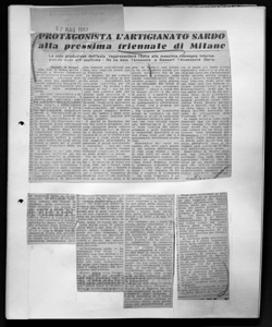 PROTAGONISTA L'ARTIGIANATO SARDO alla prossima triennale di Milano - La sola produzione dell'Isola rappresenterà l'Italia alla massima rassegna internazionale delle arti applicate - Ne ha dato l'annuncio a Sassari l'Assessore Deriu, sta in IL QUOTIDIANO SARDO - quotidiano