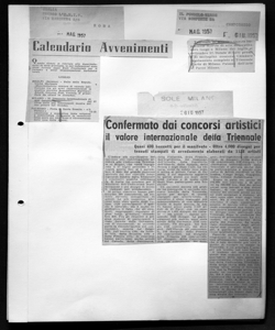 Confermato dai concorsi artistici il valore internazionale della Triennale - Quasi 400 bozzetti per il manifesto - Oltre 4.000 disegni per tessuti stampati di arredamento elaborati da 1128 artisti, sta in IL SOLE - quotidiano