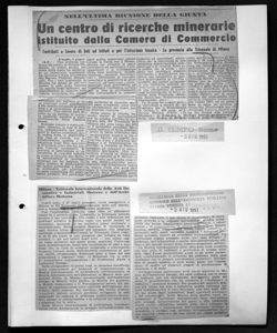 NELL'ULTIMA RIUNIONE DELLA GIUNTA - Un centro di ricerche minerarie istituito dalla Camera di Commercio - Contributi a favore di Enti ed Istituti e per l'istruzione tecnica - La provincia alla Triennale di Milano, sta in IL TEMPO - quotidiano