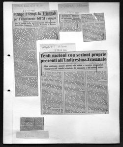 Venti nazioni con sezioni proprie presenti all'Undicesima Triennale - Altre venticinque saranno presenti nelle sezioni a carattere internazionale - Il congresso sull' << attualità urbanistica del monumento e dell'ambiente antico>>, sta in AVANTI! - quotidiano