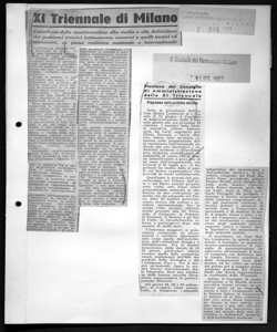 XI Triennale di Milano - Contributo della manifestazione allo studio e alla definizione dei problemi artistici intimamente connessi a quelli tecnici ed economici, su piano realistico nazionale e internazionale, sta in L'ARTIGIANO - periodico
