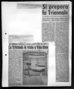 Si prepara la triennale - Alla XI edizione della rassegna milanese, mostra dell'abitazione e della fotografia nella sua storia, sta in LA PROVINCIA - quotidiano