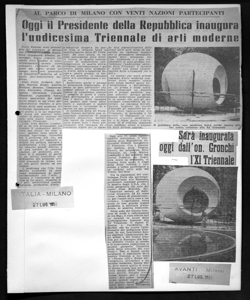 Sarà inaugurata oggi dall'on. Gronchi l'XI Triennale, sta in AVANTI! - quotidiano