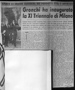 APERTA LA GRANDE RASSEGNA DEI PRODOTTI UTILI E ARTISTICI - Gronchi ha inaugurato la XI Triennale di Milano - Ventisette Nazioni presenti - Il ministro Togni, portando il saluto del Governo, afferma: 