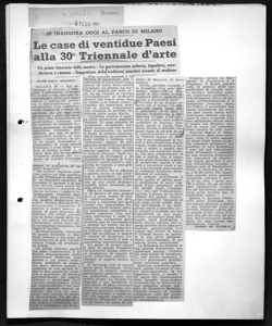 SI INAUGURA OGGI AL PARCO DI MILANO - Le case di ventidue Paesi alla 30a Triennale d'arte - Un primo itinerario della mostra - La partecipazione polacca, jugoslava, cecoslovacca e rumena - Suggestione delle tradizioni popolari accanto al moderno, sta in L'UNITÀ - quotidiano
