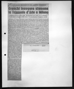 L'UNDICESIMA EDIZIONE DI UNA MOSTRA ORIGINALE - Gronchi inaugura stamane la Triennale d'Arte a Milano - I febbrili preparativi della vigilia - Da imponenti opere della nuova architettura al più minuto artigianato d'alta classe - La partecipazione di numerose nazioni, sta in IL PAESE - quotidiano