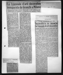 A MILANO I RAPPRESENTANTI DI 27 PAESI - INAUGURATA DA GRONCHI la Triennale di arti decorative -  Il problema della <<casa per tutii>> nel discorso dell on. Togni, sta in CORRIERE DEL GIORNO - Quotidiano