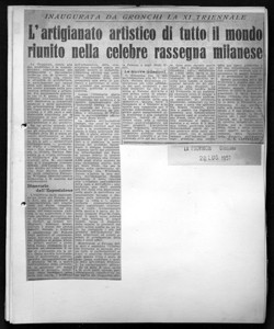 INAUGURATA DA GRONCHI LA XI TRIENNALE - L'artigianato artistico di tutto il mondo riuinito nella celebre rassegna milanese, sta in LA PROVINCIA - Quotidiano