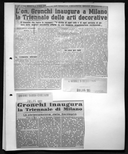 UNA MOSTRA CHE ESALTA LO SPIRITO CREATIVO DEGLI ITALIANI - L'on. Gronchi inaugura a Milano la Triennale delle arti decorative - Il concetto che ispira la rassegna: 