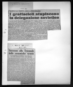 Successo alla Triennale delle ceramiche venete - In programma il Compasso d'oro e la mostra delle produzioni d'arte della Sardegna, sta in IL SOLE - quotidiano