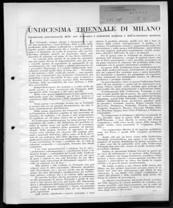 UNDICESIMA TRIENNALE DI MILANO, sta in LA PERMANENTE - periodico