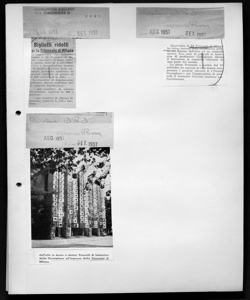 dall'alto in basso a destra: Pannelli di lamierino della Cornigliano all'ingresso della Triennale di Milano, sta in NOTIZIE I.R.I. - periodico