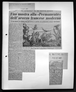 SI APRIRÀ IL 20 SETTEMBRE - Una mostra alla <<Permanente>> dell'arazzo francese moderno - È una iniziativa del comune e vuol rappresentare un contributo alla collaborazione culturale italo-francese, sta in IL POPOLO DI MILANO - quotidiano