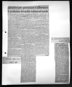 Iniziative per potenziare e affermare la produzione del mobile italiano nel mondo - Il Convegno di architetti e produttori alla Mostra selettiva di Cantù ha esaminato tutti gli aspetti del problema promuovendo la costituzione di un comitato di esperti - Necessità di incrementare la collaborazione fra progettisti e produttori di mobili, sta in IL SOLE - quotidiano