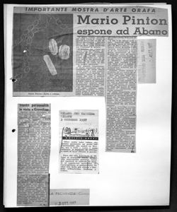 IMPORTANTE MOSTRA D'ARTE ORAFA - Mario Pinto espone ad Abano, sta in GAZZETTINO SERA - quotidiano
