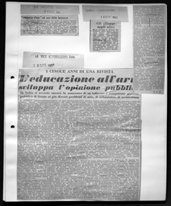 I CINQUE ANNI DI UNA RIVISTA - L'educazione all'arte sviluppa l'opinione pubblica - In Italia si avverte ancora la mancanza di un influente e competente giudizio pubblico di fronte ai più diversi problemi di arte, di urbanistica, di architettura, sta in LA VOCE REPUBBLICANA - quotidiano