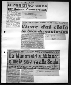 GIUNTA IN AEREO NEL POMERIGGIO - La Mansfield a Milano: questa sera va alla Scala - Occupa all'albergo un appartamento con mobili del '700. Visiterà il Cenacolo di Leonardo e la Triennale, sta in CORRIERE LOMBARDO - quotidiano