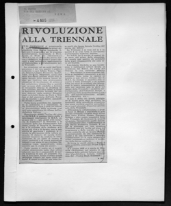 RIVOLUZIONE ALLA TRIENNALE, sta in IL PUNTO - periodico